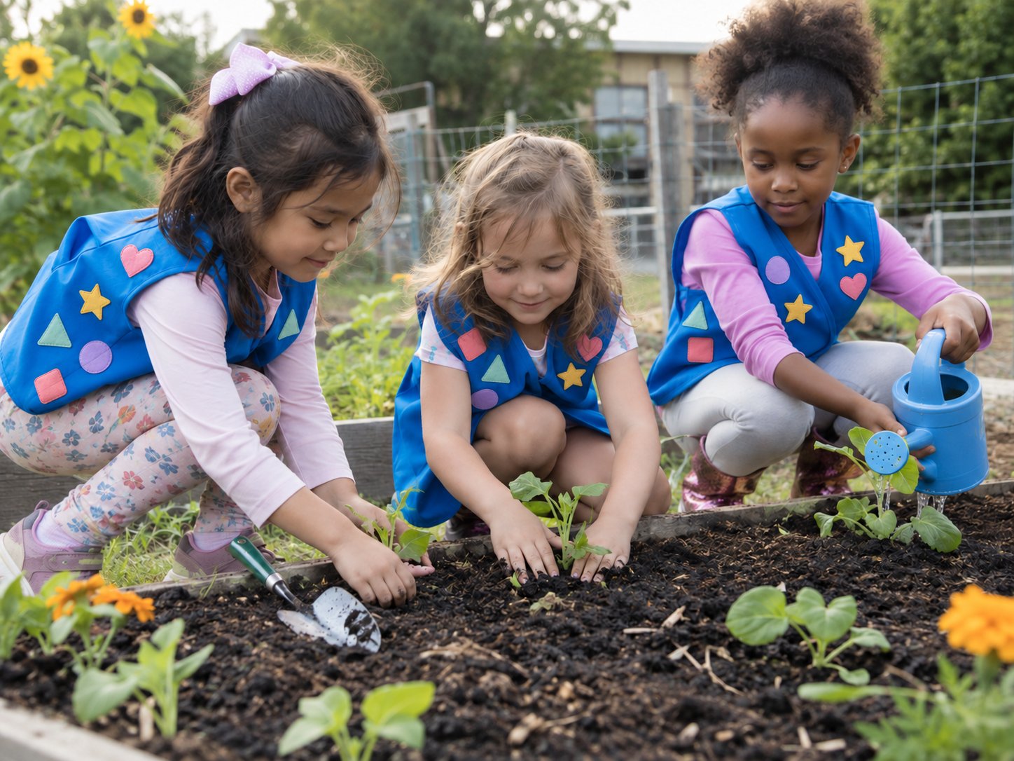 Kids planting seedlings